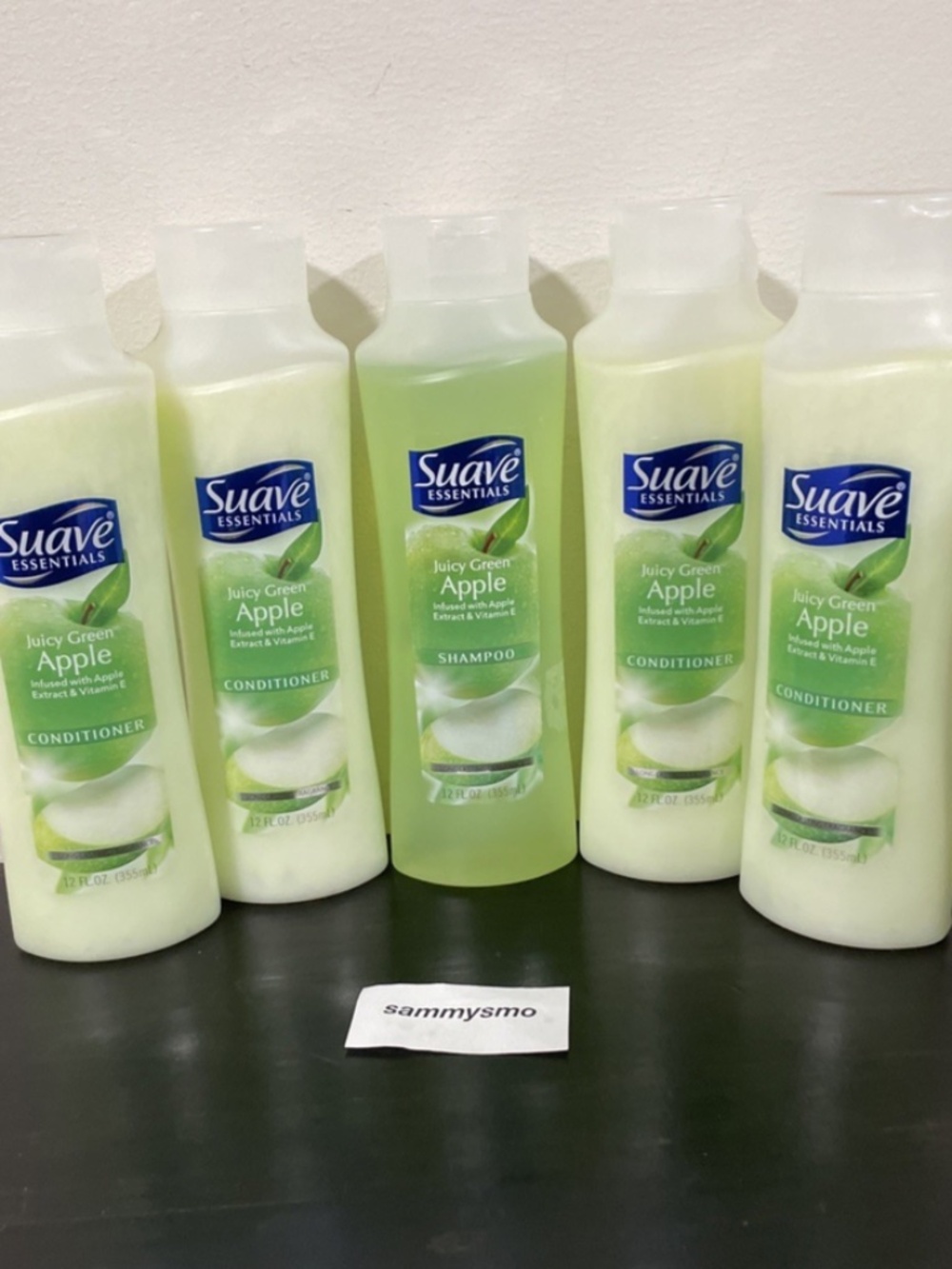 Suave Essentials Juicy Green Apple Extract Shampoo & Conditioner 12 Oz x5